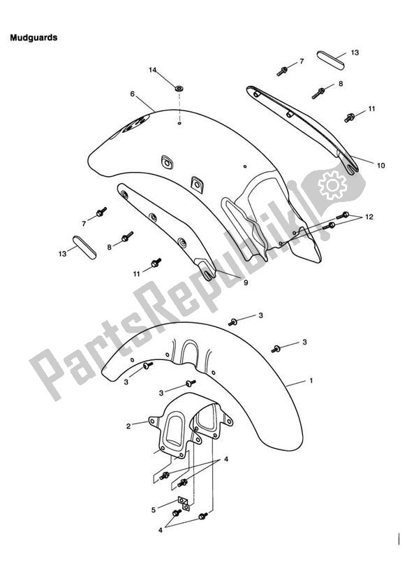 All parts for the Mudguards of the Triumph America Carburettor 790 2002 - 2007